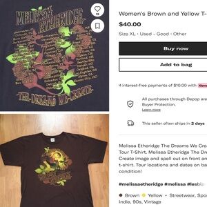 MELISSA ETHERIDGE TEE The Dreams We Create Brown SS TEE  UniSex EPLC